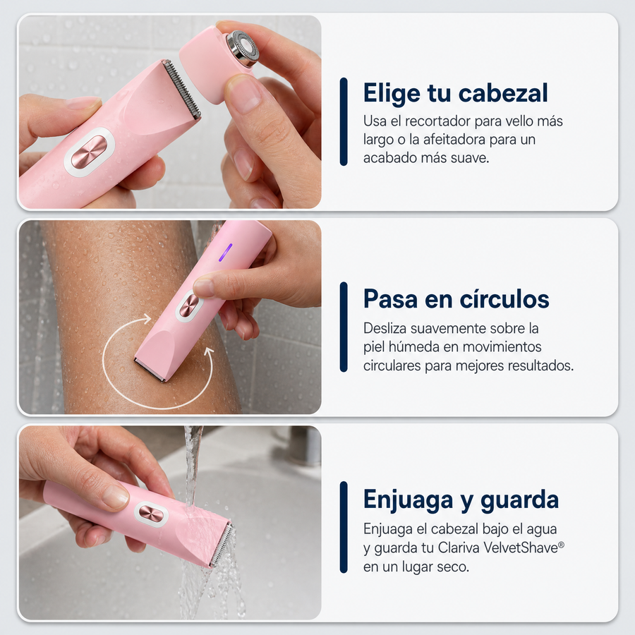 Clariva VelvetShave® — Rasoir Étanche & Anti-Irritations — main:how_to